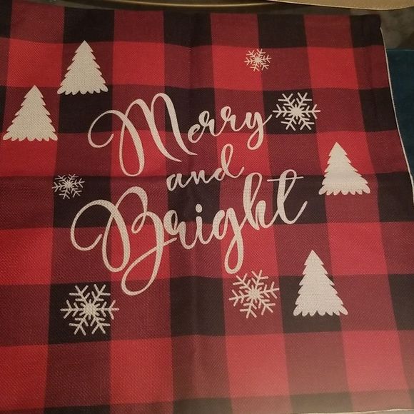 Buffalo Plaid Christmas Pillow Covers Set of 2 "This is Us" & "Merry & Bright" - Picture 3 of 11